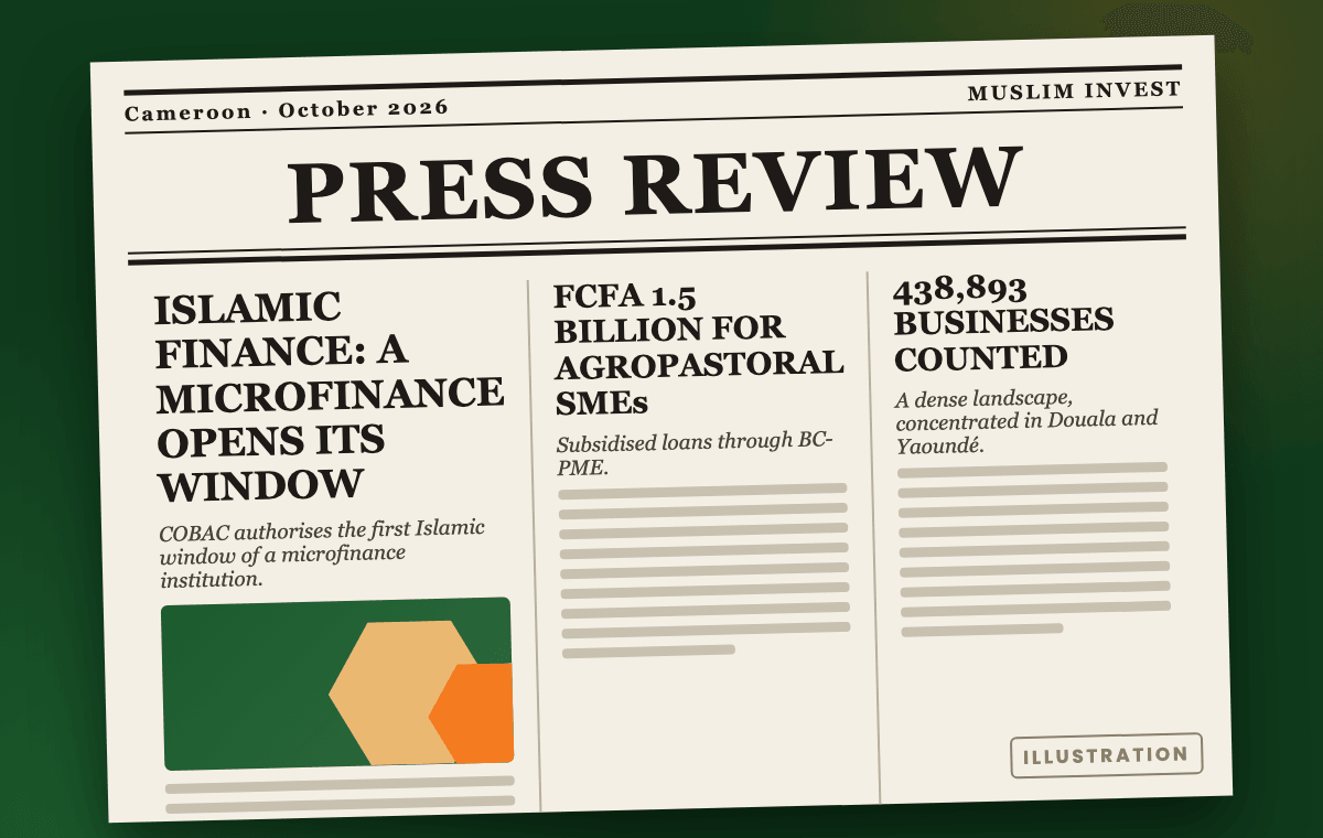 Illustration: a newspaper page about entrepreneurship and Islamic finance in Cameroon